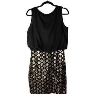 Gold and black sequin mini dress with a touch of glamour M women's